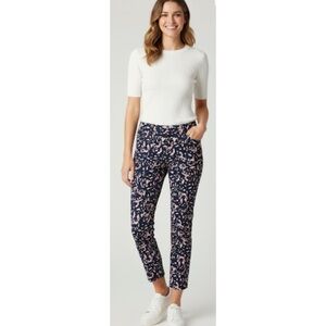 Club Monaco Blue with a pink floral pattern Straight pants size 2